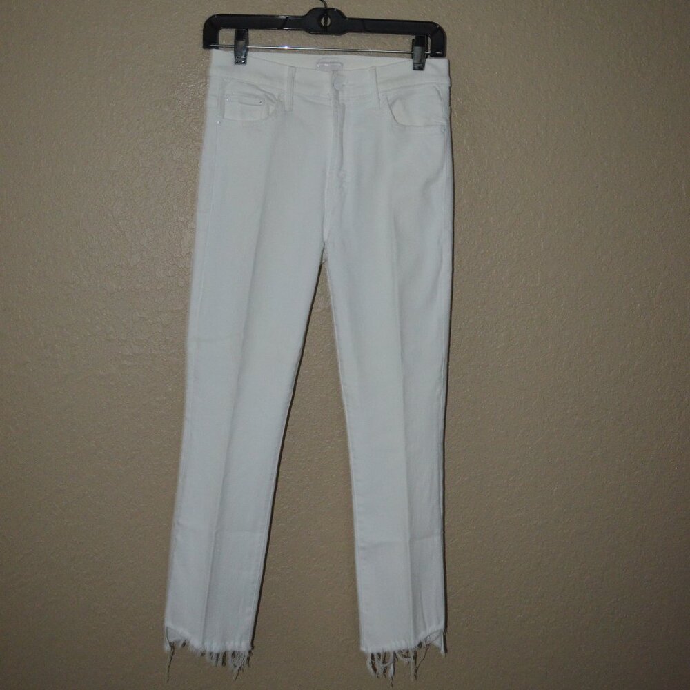 Sz 27 Mother The Insider Crop Step Fray Fairest of Them All White Skinny Jeans